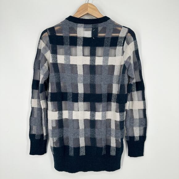 Maison Martin Margiela Plaid Crewneck Sweater Wool Alpaca Blend Open Knit - Picture 6 of 11
